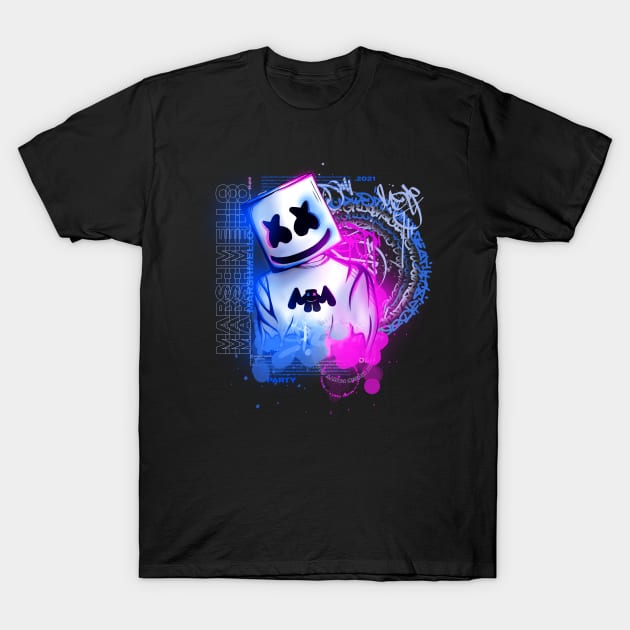 Marshmello | Modern Graffiti Synthwave Retrowave T-Shirt by DenielHast